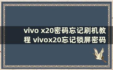 vivo x20密码忘记刷机教程 vivox20忘记锁屏密码怎么刷机